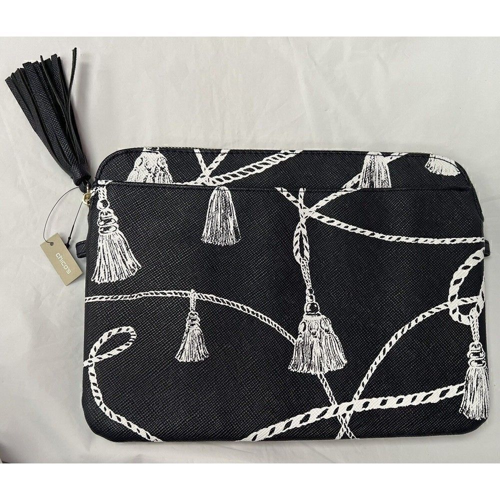 Chico's® Printed Tassel Tech Case in Navy Blue & White New w/Tags For 11" Laptop
